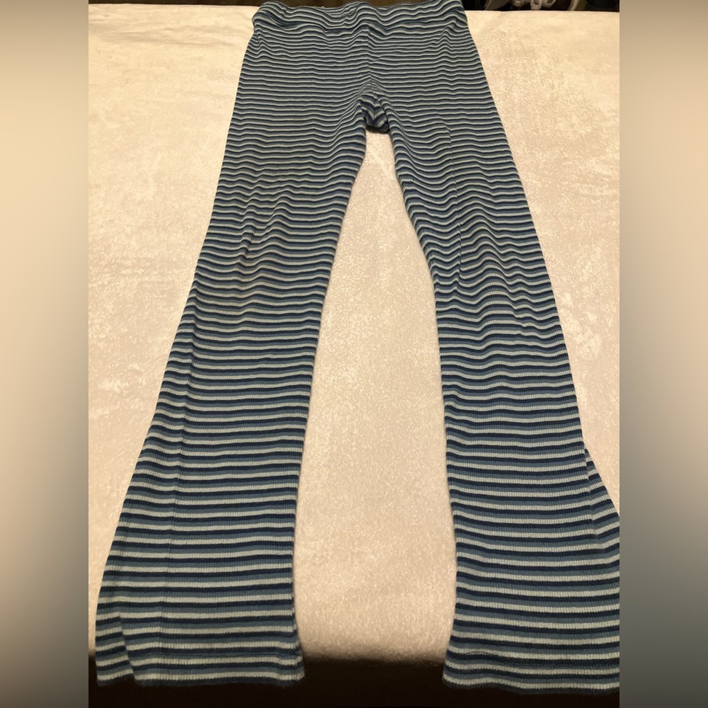 Kate Quinn Organic Navy and Light Blue Striped Kids Leggings